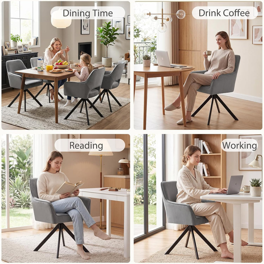 Furniliving Modern Swivel Dining Chairs Set of 2, Upholstered Chenille Dining...