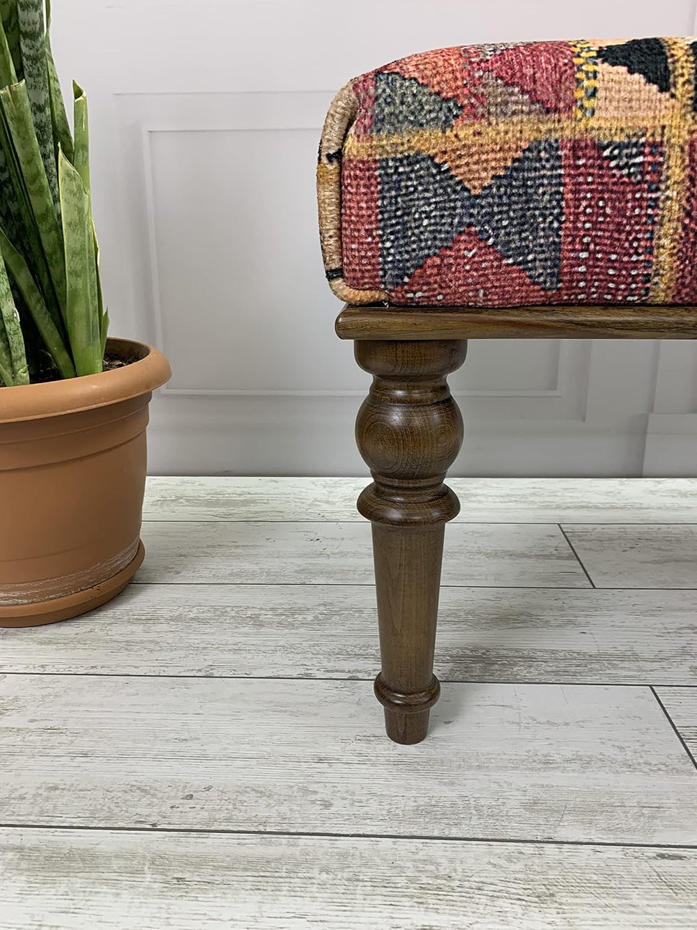 Rug Ottoman Bench, Upholstered Bench, Patchwork Bench, Bohemian Bench, Piano ...