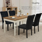 Velvet Dining Kitchen Chair Set of 4, Parsons Upholstered Dining Room Chair, Wood Accent Chair with Nailed Trim, Black