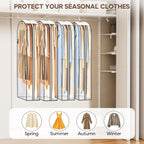 KEETDY 10" Guessted Garment Bags for Hanging Clothes, All Clear 60" Long Dress Bag for Closet Storage for Gowns, Coats, Suits Cover（4 Packs）