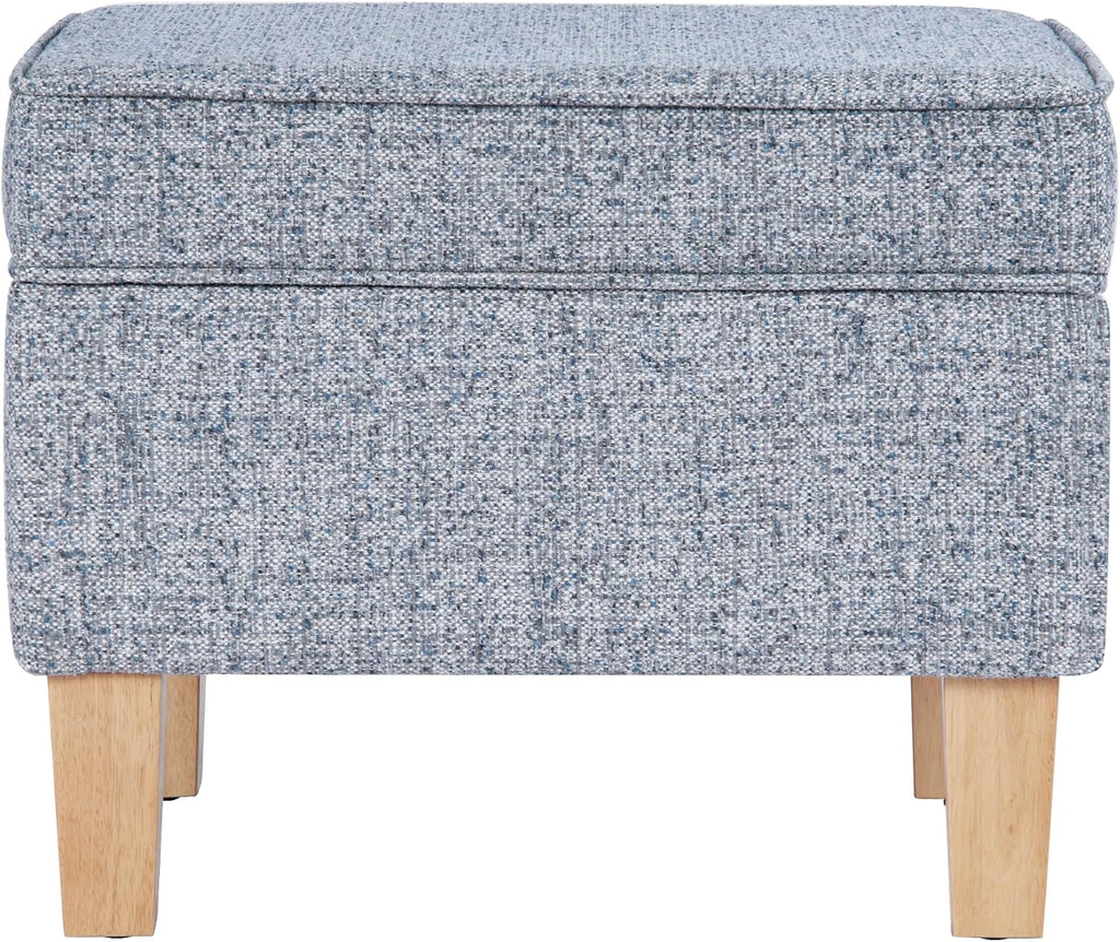 HomePop 22" Medium Tufted Storage Ottoman - Blue Gray Woven Fabric