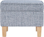 HomePop 22" Medium Tufted Storage Ottoman - Blue Gray Woven Fabric