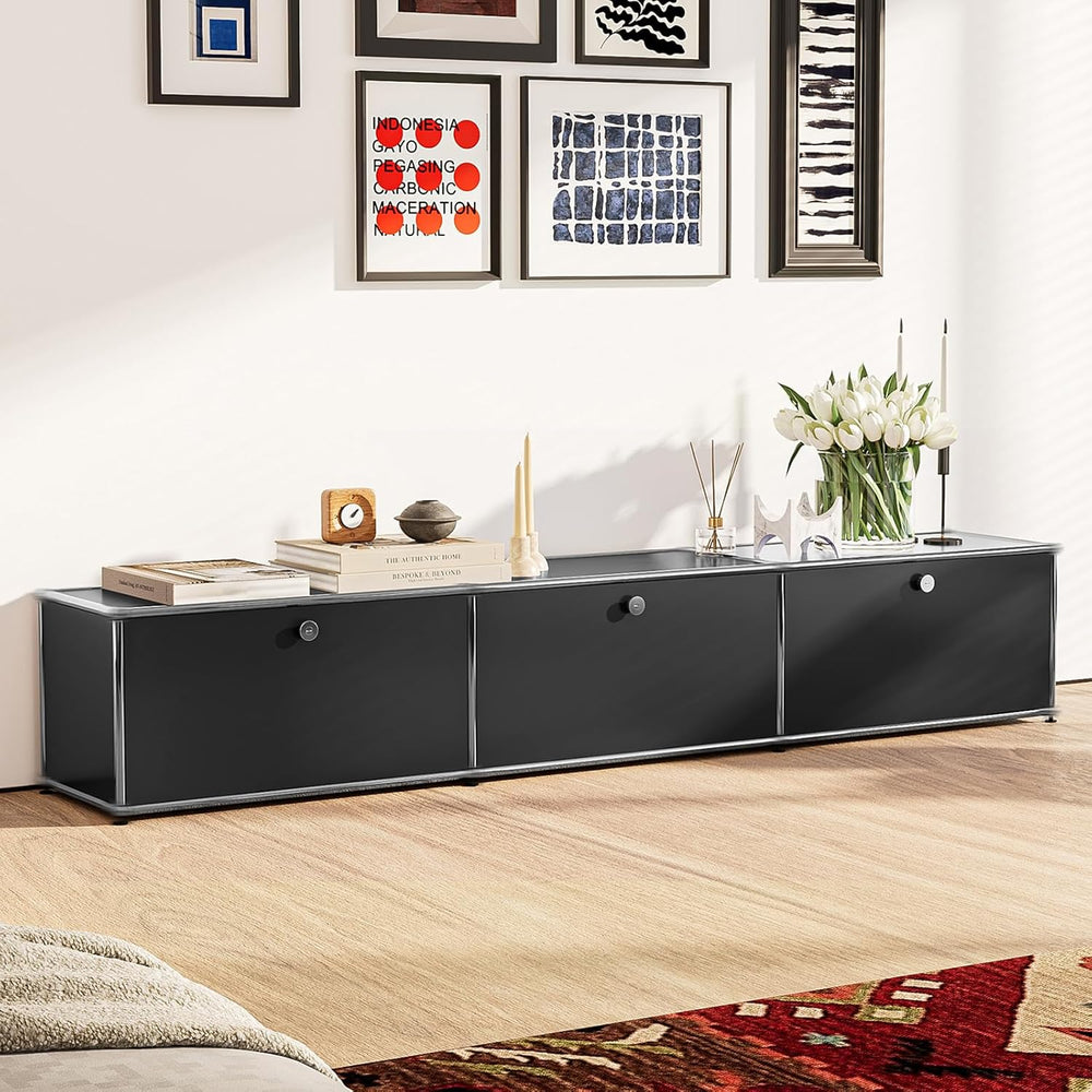 Modern Storage Cabinet Black E Versatile Free-Standing Organizer for Home Off...