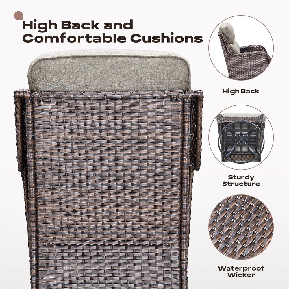 Rilyson Outdoor Swivel Rocker Chairs - All Weather Resistant Wicker Patio Fur...