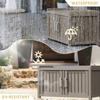 Storage Bench - 2 Doors Waterproof Resin Shoe Bench with Adjustable Shelves - Indoor & Outdoor Use, Entryway Bench with Seating for Bedroom, Living Room, Hallway - Grey