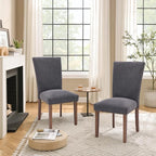 Parsons Dining Chairs Set of 4, Upholstered Nailhead Dining Room Kitchen Side Chair with Thick Cushions and Wood Legs, Dark Grey