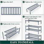 Smiry Shoe Rack, 5 Tier Bamboo Shoe Organizer, Stackable Free Standing Wooden Shoe Storage Shelf for Closet, Entryway, Front Door Entrance, Grey