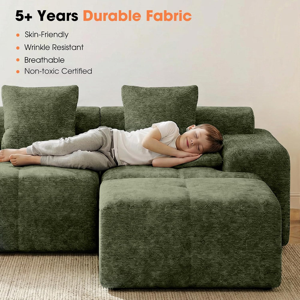 84" Modular Loveseat Couch, 60" Deep Seat Boneless Sofa with Ottoman