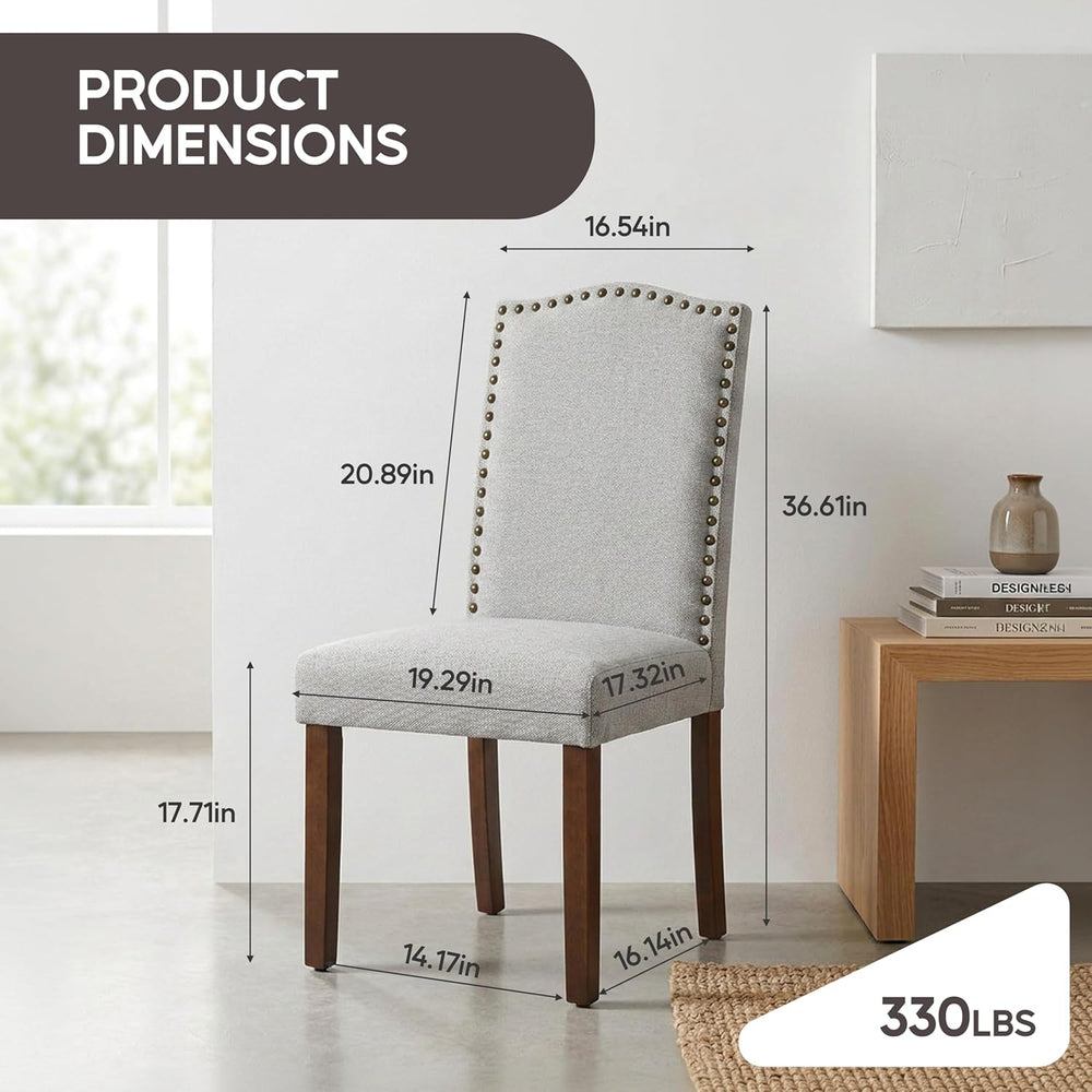 Simple Deluxe Set of 2 Upholstered Parsons Dining Chairs, Fabric Dining Room ...