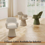 360° Swivel Dining Chair with Arms, Chenille Upholstered Barrel Accent Kitchen Chairs with Hollow High Back, Vanity Chair for Bedroom, Beige, 1PC