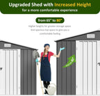 10x12 FT Outdoor Storage Shed, Metal Garden Tool Shed with Updated Frame Structure and Lockable Doors, Ideal for Backyard Garden Patio Lawn, Grey
