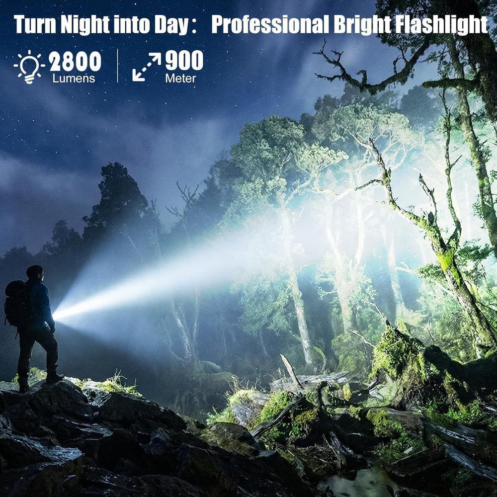 SKYFIRE Tactical Flashlight Rechargeable with Fire Starter, 2800 Lumens Super...