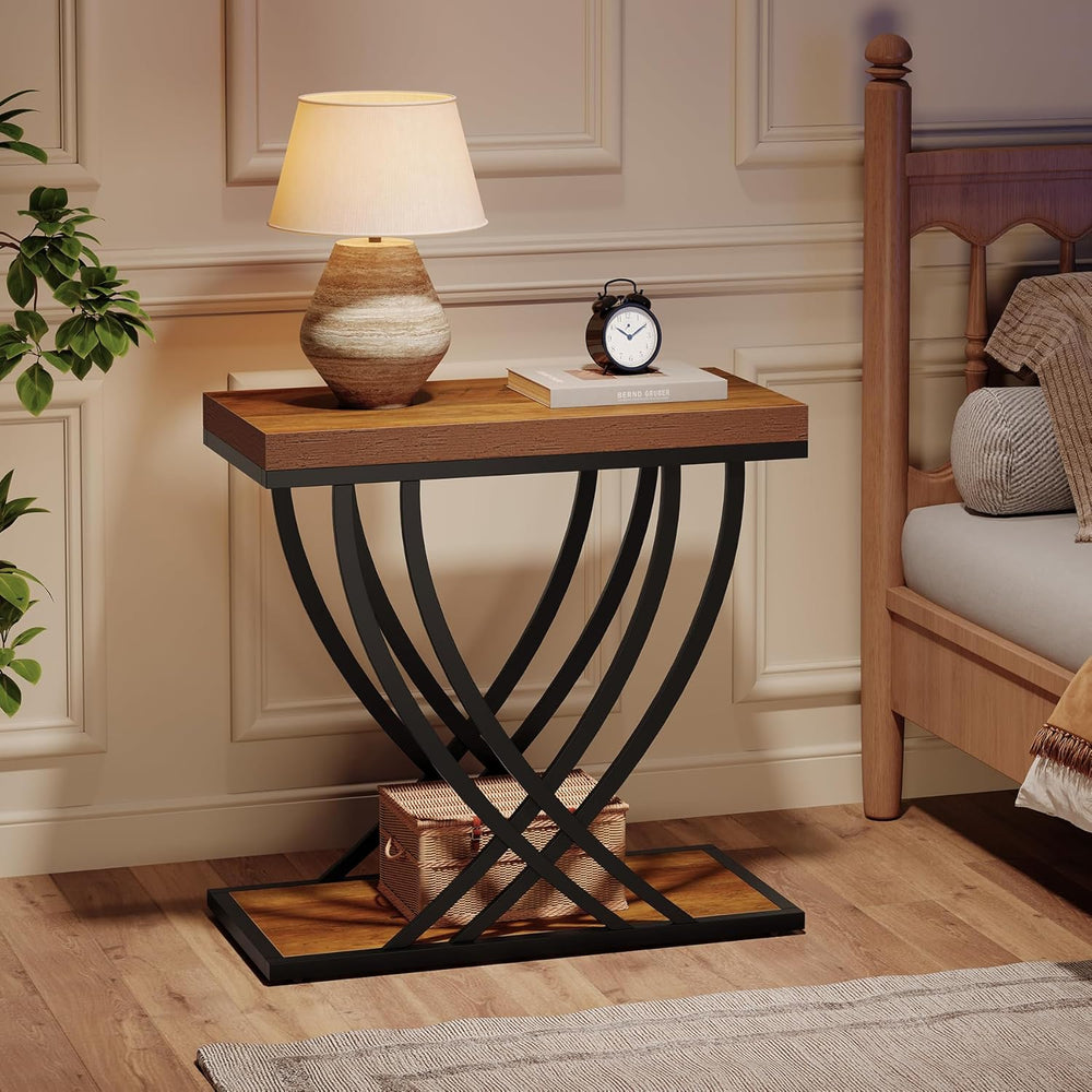 Tribesigns Side Table Set of 2, Narrow 2-Tier End Table for Living Room, Indu...