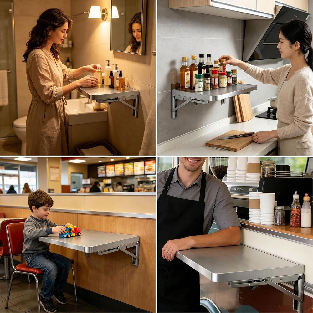 304 Stainless Steel Wall Mount Folding Table 16 20 24 28 32 36 40 43 47 51 59...