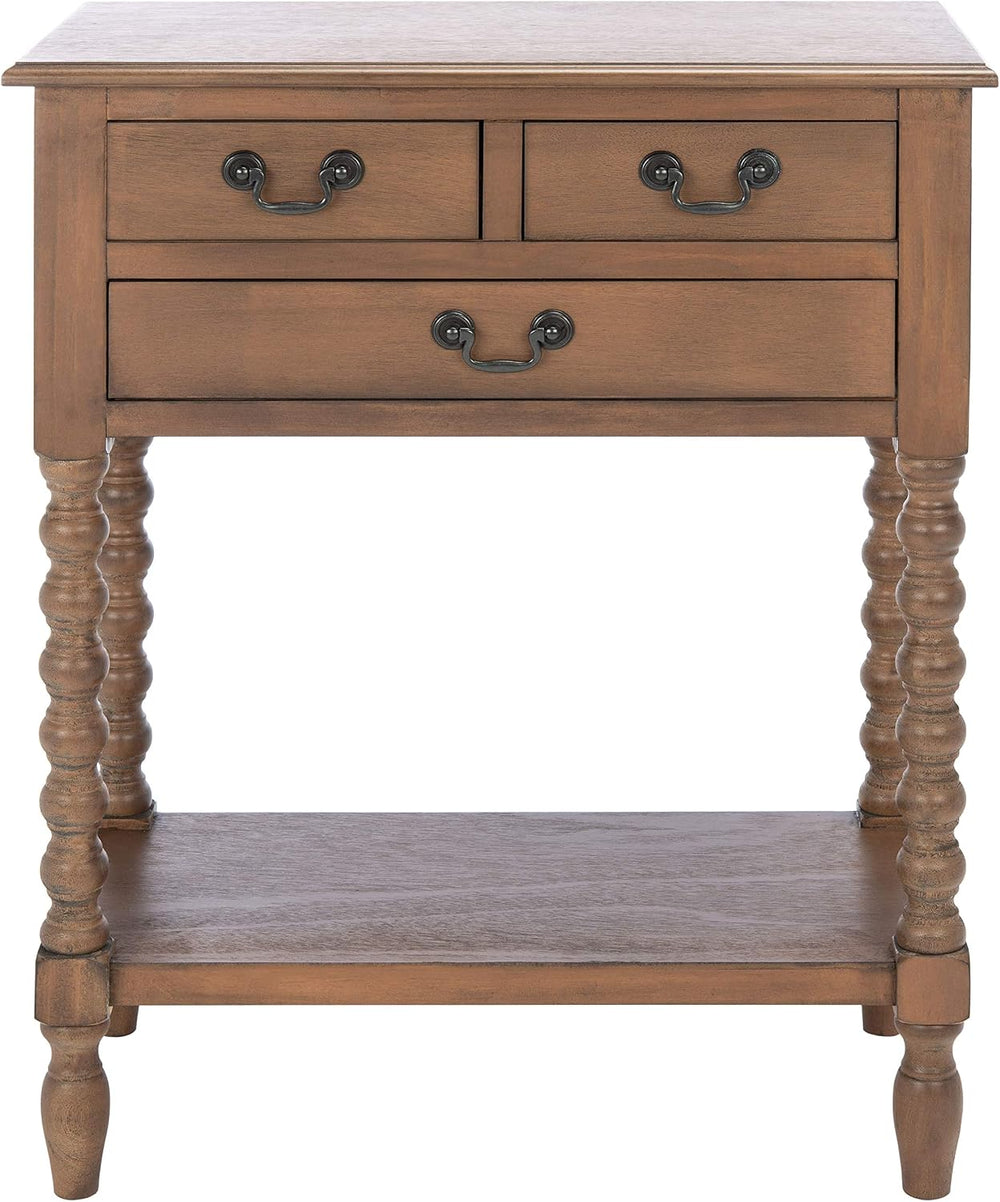 SAFAVIEH Furniture - Athena 3-Drawer Console Table - Brown - Solid Wood - Far...