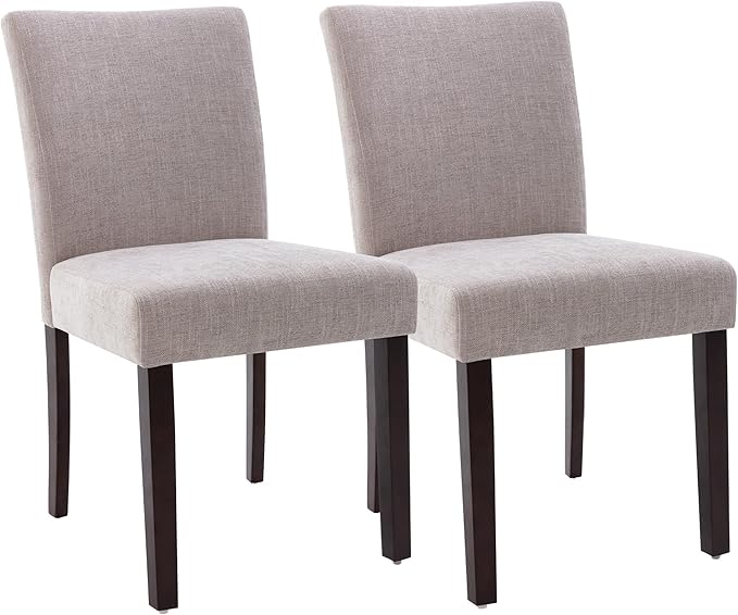 Watson & Whitely Upholstered Dining Chairs Set of 4, Fabric Armless Dining Room Chairs with Solid Wood Legs & Back Side Chair for Kitchen, Living Room, Restaurant, Gray