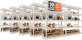 HOMEDANT House Lift-Beam White 48" Wide Boltless Heavy Duty Garage Storage Shelving Adjustable 5-Tier Metal Shelves Laminated Organization Shelf Industrial Utility Rack Pantry Shed Office Store 10Pack