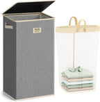 SOLEDI Laundry Hamper with Lid 100L Large & Tall Collapsible Laundry Basket, Clothes Hamper with Bag Removable Easy to Carry, Dirty Hampers for Bedroom, Bathroom, Dorm, College, Light Grey