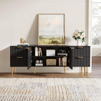 SICOTAS TV Stand for 55/60/65/70 Inch TV - 62 Inch TV Stands for Living Room Entertainment Center with 4 Drawers, Fluted Modern TV Media Console Television Cabinet for Bedroom (Black,1 Piece)
