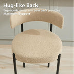 Boucle Dining Chairs Set of 6, Mid Century Modern Dining Room Chairs with Barrel Backrest, Upholstered Beige Kitchen Chairs for Dining Room, Restaurant