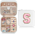 Parima Bridesmaid Gifts for Wedding Day, Bridesmaid Gifts for Women | Bridesmaid Proposal Gifts Unique Gifts | Wedding Travel Essentials Small Jewelry Box | Travel Jewelry Case - Letter S, White