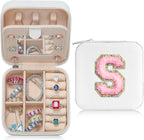 Parima Bridesmaid Gifts for Wedding Day, Bridesmaid Gifts for Women | Bridesmaid Proposal Gifts Unique Gifts | Wedding Travel Essentials Small Jewelry Box | Travel Jewelry Case - Letter S, White