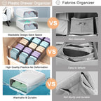 Underwear Organizer Drawer, 10 Cells Plastic Sock Underwear Storage Drawer, Stackable Closet Organizers and Storage Box for Bras, Socks, Scarves, Ties, Belt (Queen Size-White, 1 Pcs)