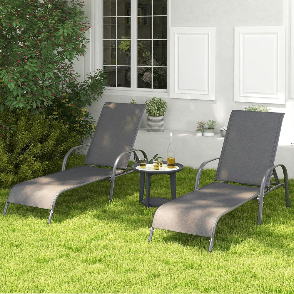 Tangkula Outdoor Lounge Chairs Set of 2, Patio Chaise Lounge with Adjustable ...