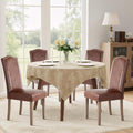 Upholstered Dining Chair Modern Stylish Parsons Kitchen Diner High Back with Silver Nailhead Trim & Wood Legs, Set of 4, PU Leather Light Brown