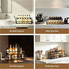 Expandable Metal Coffee Syrup Organizer Stand | Heavy Duty Metal, Holds 6-12 Bottles, Adjustable Width, for Coffee Bar, Countertop Storage, Home Kitchen Organizer