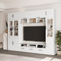 110.2" Entertainment Center Wall Unit with Glass Doors & Drawers, Large Wall Unit TV Stand for TVs up to 70", Media Console Table for Living Room, Can be Split into 4 Separate Cabinet, White