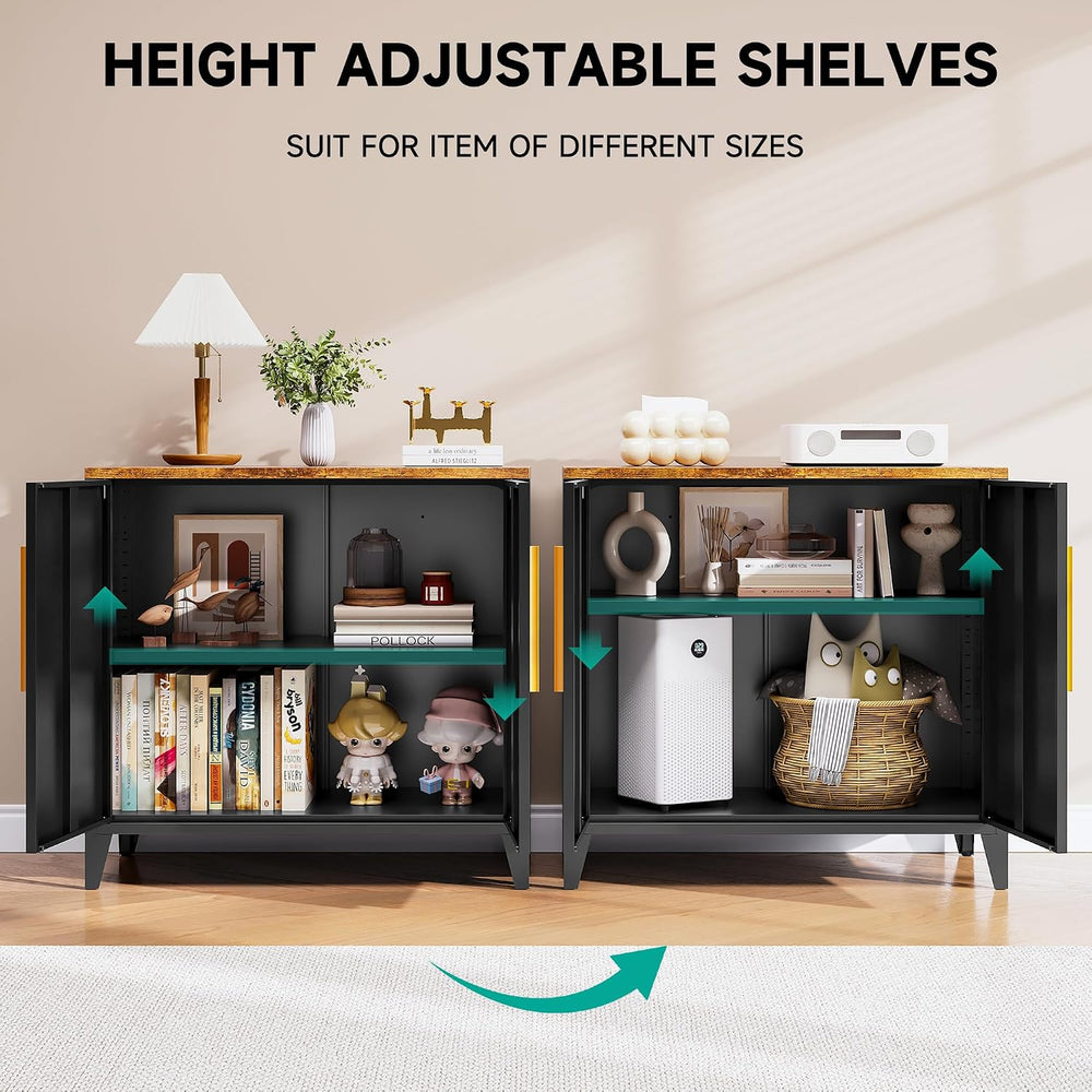 SISESOL Black Storage Cabinet with Doors and Shelves,30 inch Pantry Cabinet S...