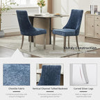 Navy Mid Century Dining Chairs Set of 4, Modern Kitchen & Dining Room Chairs Set of 4, Chenille Fabric Upholstered Kitchen Chairs, Sillas de Comedor, Silver Legs (Blue, 4 Pcs)