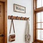 SKOLOO 30-Inch Wood Coat Rack Wall Mount with 5 Triple Hooks - Ideal for Family Entrances, Classrooms, and Pet Supplies Storage - Perfect Coat Hooks for Wall,Charred Golden Brown