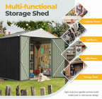Furniwell 6x8 FT Outdoor Storage Shed, Metal Garden Sheds Outdoor Storage House with Single Lockable Door for Backyard Patio Lawn, Gray