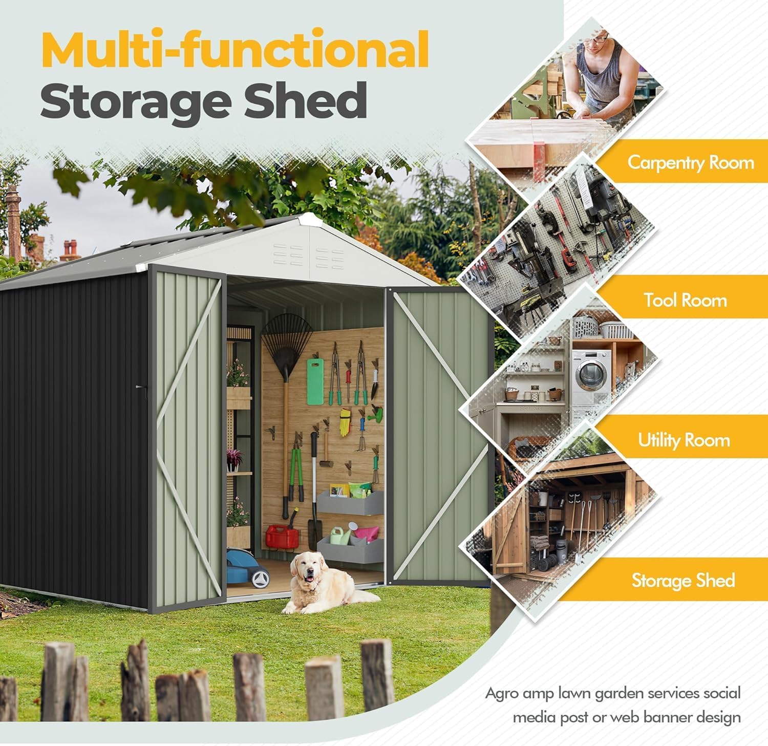 Furniwell 6x8 FT Outdoor Storage Shed, Metal Garden Sheds Outdoor Storage House with Single Lockable Door for Backyard Patio Lawn, Gray