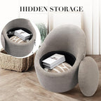 COLAMY Swivel Accent Chair Set of 2, 360° Swivel Round Chair with Hidden Storage, Modern Small Barrel Armchair for Living Room/Bedroom, LightGrey