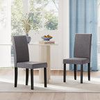 Giantex Upholstered Dining Chair Set of 4, Mid Century Modern Fabric Kitchen Chairs with Rubber Wood Legs, Thick Padded Seat, High Back, Side Armless Chairs for Living Dining Room (Dark Gray)