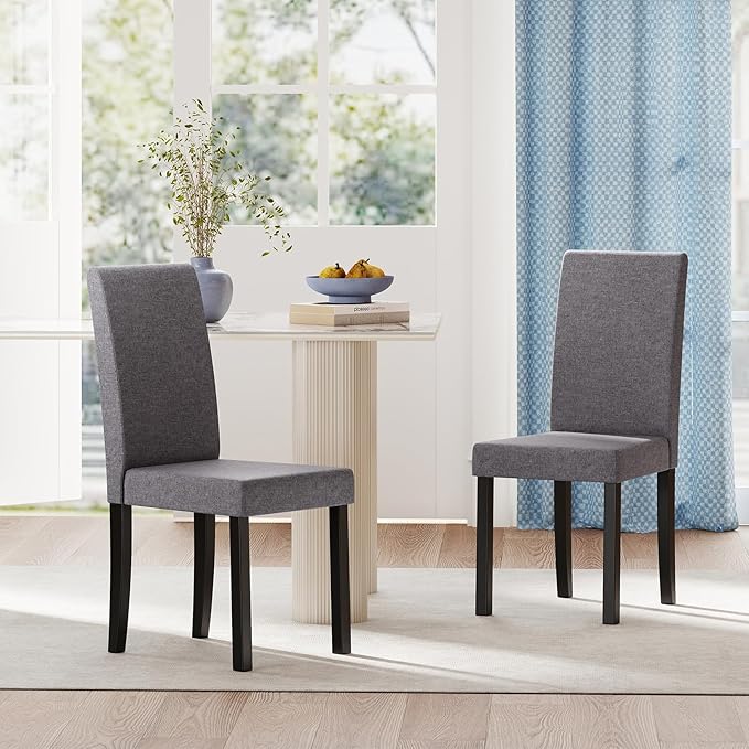 Giantex Upholstered Dining Chair Set of 2, Mid Century Modern Fabric Kitchen ...