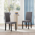 Giantex Upholstered Dining Chair Set of 2, Mid Century Modern Fabric Kitchen Chairs with Rubber Wood Legs, Thick Padded Seat, High Back, Side Armless Chairs for Living Dining Room (Dark Gray)