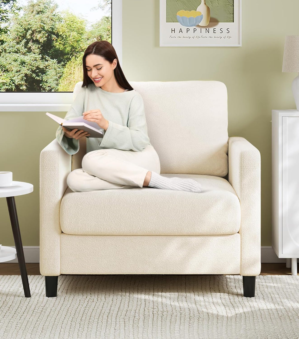 Welzona Sofa Accent Chair, 33" Reading Chair, Comfy Teddy Arm Chairs
