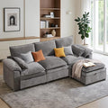 100" L Shaped Modular Sectional Sofa, Couch with Ottoman Storage, Chenille Cloud Couch with Plush Deep Seating for Living Room, Bedroom (Light Grey, 4 Seat)