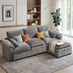 100" L Shaped Modular Sectional Sofa, Couch with Ottoman Storage, Chenille Cloud Couch with Plush Deep Seating for Living Room, Bedroom (Light Grey, 4 Seat)