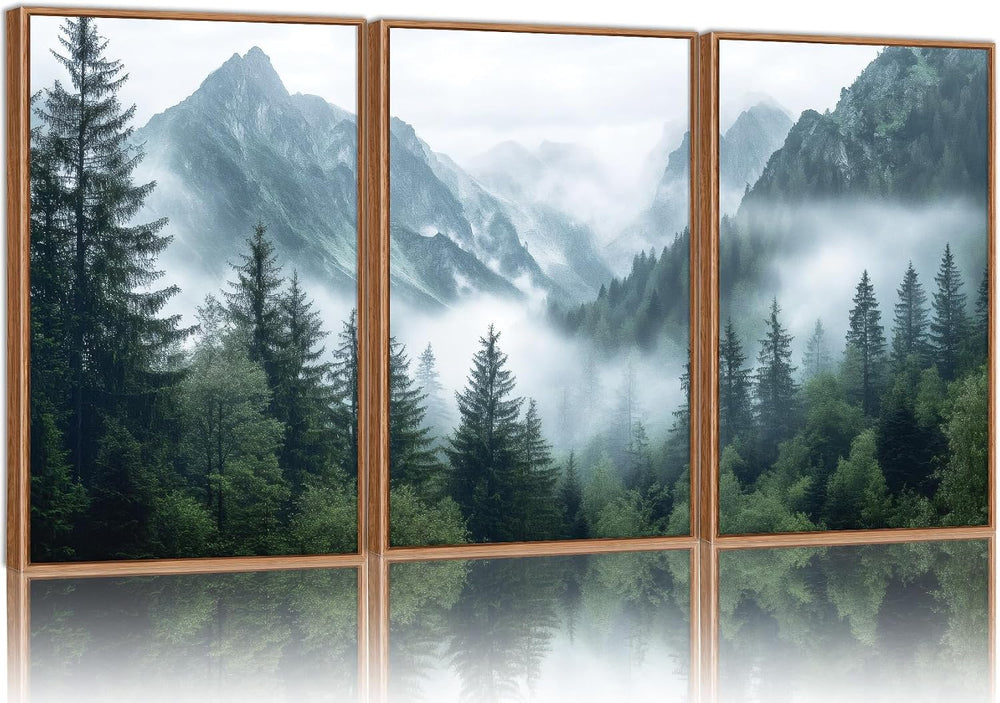 YeeHomedec Large Mountain Framed Canvas Wall Art, Mordern Calming Forest Wall...