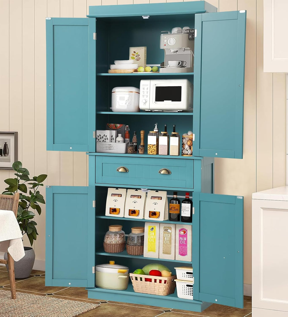 KIGOTY 72" Tall Kitchen Pantry Cabinet with Drawer and 4 Adjustable Shel...