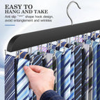 Tie Rack Hanger for Closet 20 Foldable Hooks, 1 Pack Wooden Non Slip Large Capacity Space Saving Tie and Belt Organizer with 360° Rotating Hooks for Tank Tops Bras Scarves Hat