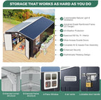 Metal Shed 10x16 FT Big with Heavy-Duty Reinforced Steel Frame and Customizable Skylight, Lockable Doors, 4-Pane Windows,Large Outdoor Storage for Garden, Tools, and Utility