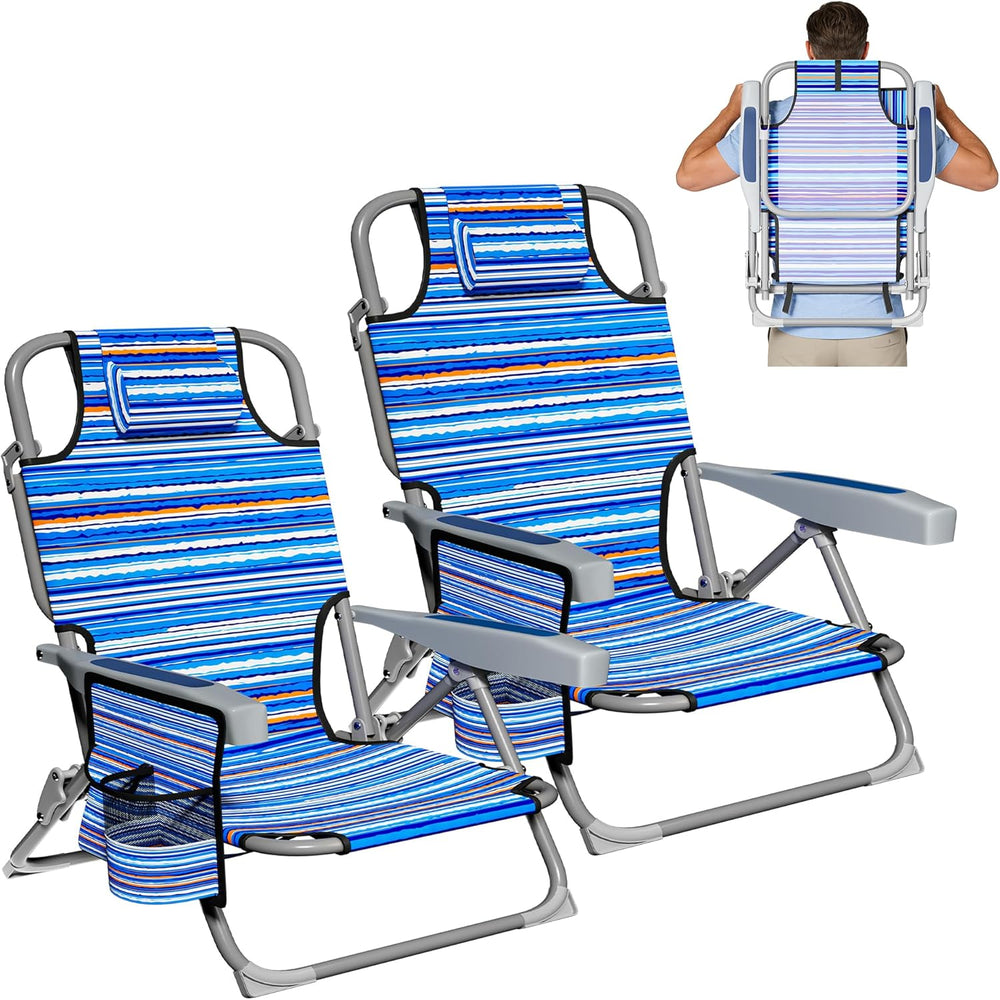 DIAMONDFORGE 2 Pack Lightweight Portable Beach Chair for Adults, 350 LBS Capa...