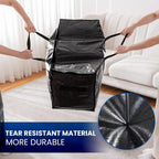 TAILI Extra Large Moving Bags, 6 Pack Black Heavy Duty Totes for Storage with Visible Window, Wrap Around Handles, Storage Bags for Space Saving, Alternative to Moving Boxes