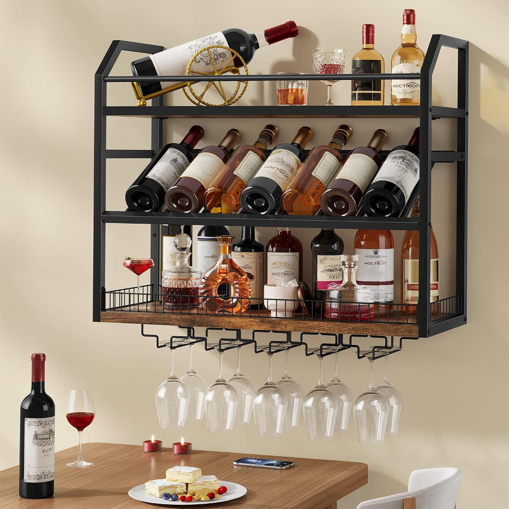 Hoctieon Wall Mount Wine Rack, Wall Mounted Wine Bottle Rack for Display and ...